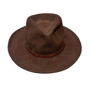 Vintage Bee Hat 100% wool Brown Felt Fedora w/ Leather Band – Size Small-USA